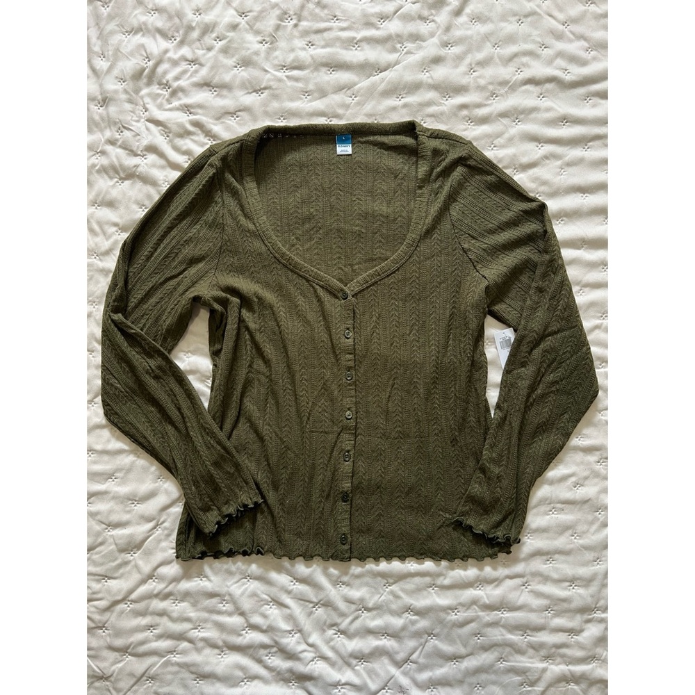 Old Navy Button Down Pointelle Top - L - NWT!